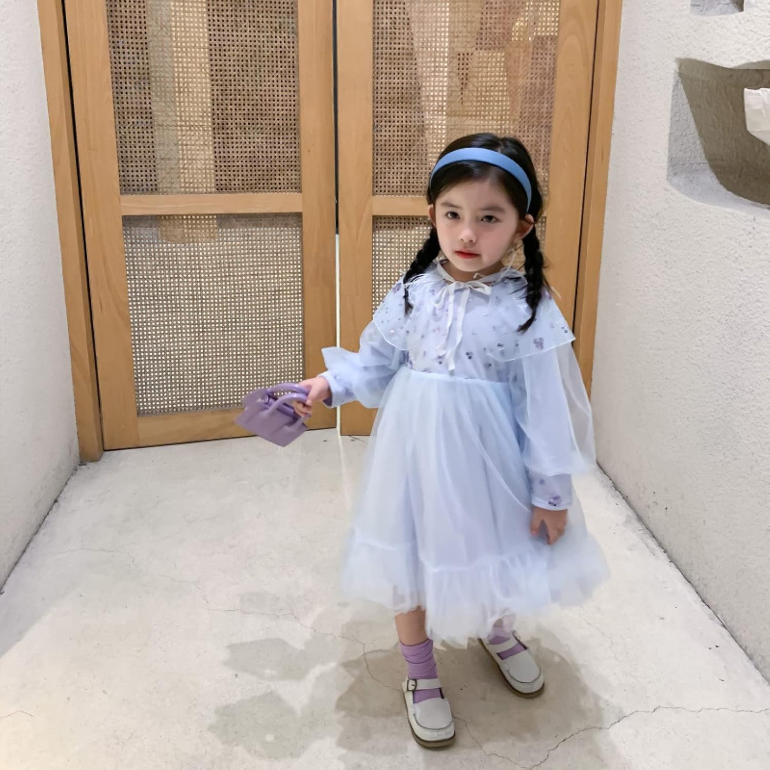 ベビー スパンコール チュールスカート 長袖 プリンセススカート 春 秋 キッズ 子供 フラワー柄 子どもワンピース ワンピース ベ