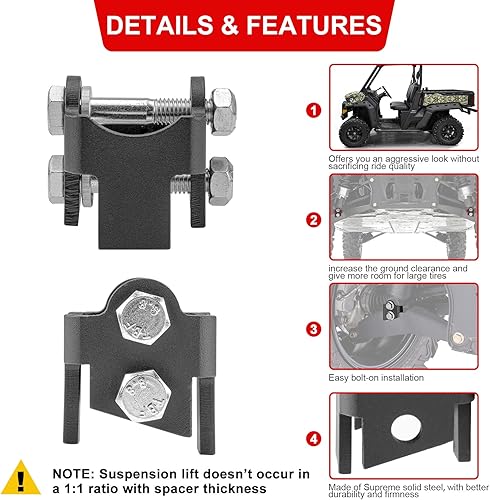 Miniatura 2 de WeiSen Kit de elevación de 2 pulgadas, suspensión trasera delantera completa compatible con Can Am Defender 500/800/1000 2016-2025