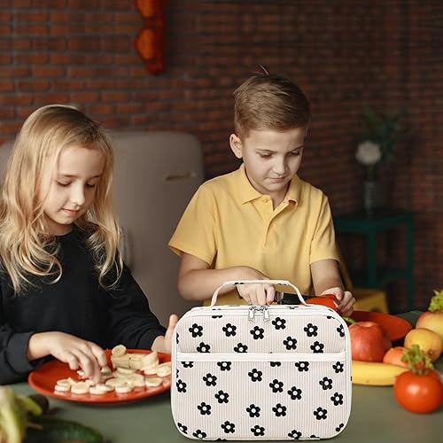 Miniatura 3 de Bluboon Lonchera para niños y niñas, lonchera aislada para la escuela, lonchera de pana organizadora, bolsa de almuerzo para niños y niñas (pana