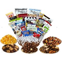 Customizable Gift Basket stuffed with chocolates cookies snacks and candies by MISTERGIFTBASKET.COM Hand-crafted for women men client sympathy birthday thank you holiday (Premium: $99.99, Mothers Day)