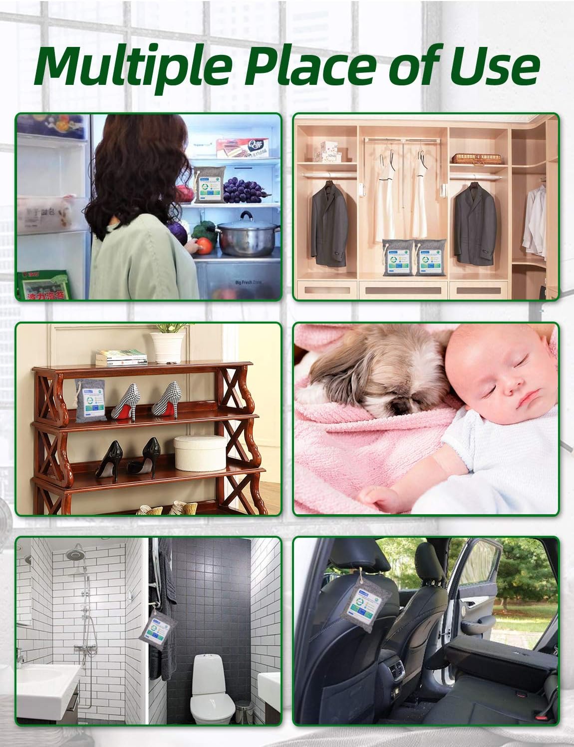 Homstect Bamboo Charcoal Air Purifying Bag, Nature Fresh Air Purifier Bags, Car Air Purifier, Shoe/Closet Freshener, 4Pack x 200g Activated Charcoal Bags, Odor Absorber for Shoes/Car/Pets/Closet/RV: Home & Kitchen