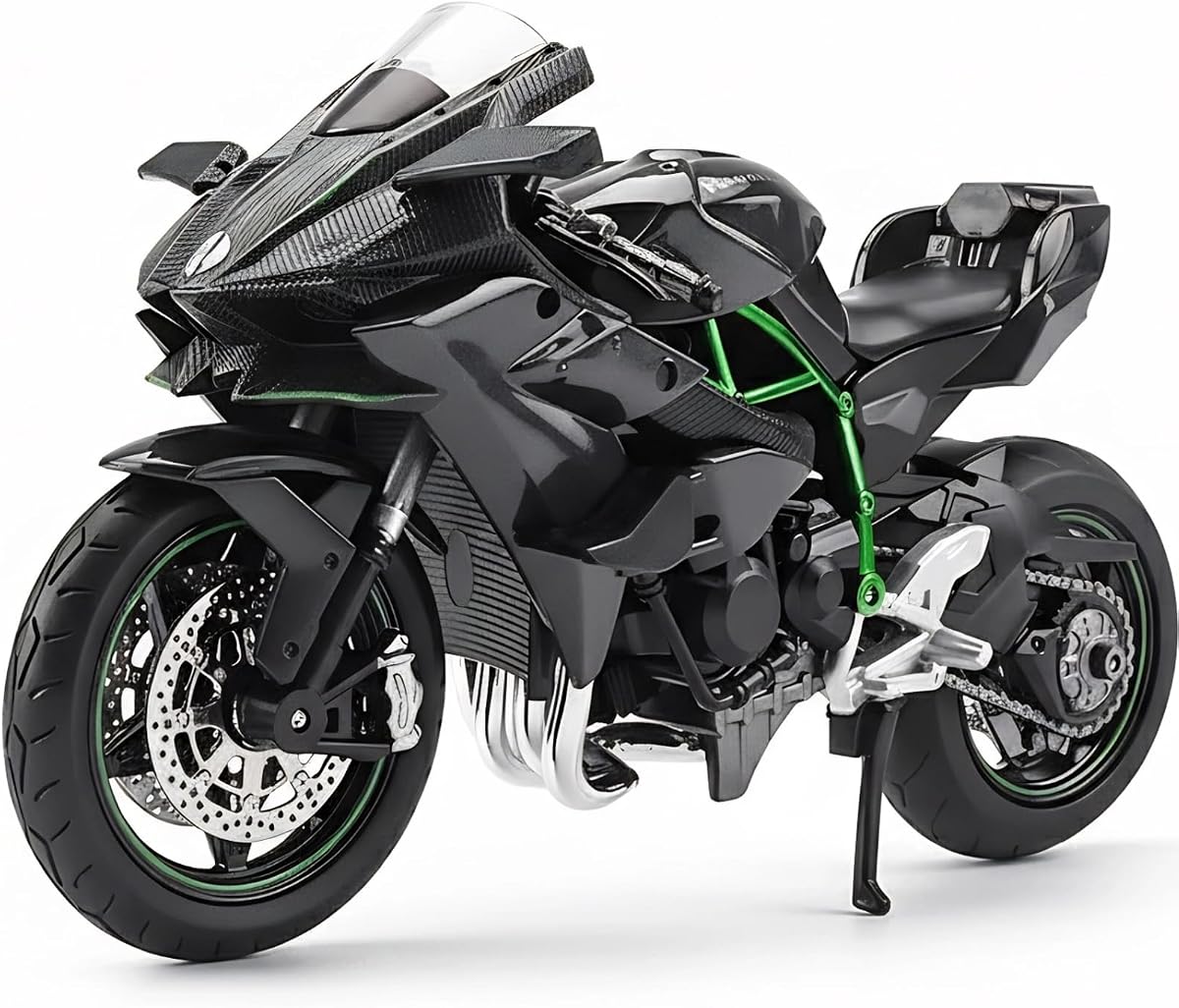 1:12 Die-cast Motorcycle Compatible for Kawasaki Ninja H2R Black | 1:12 scale metal model, compact 6.8in length, ideal present for men & kids, perfect for motorcycle collection enthusiasts.