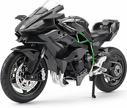 Compatible for 112 Kawasaki Ninja H2R Motorcycle Model Toy Die-cast Metal Mini Motorbike Toy for Boys and Adults Black Moto Model Collectible Gift