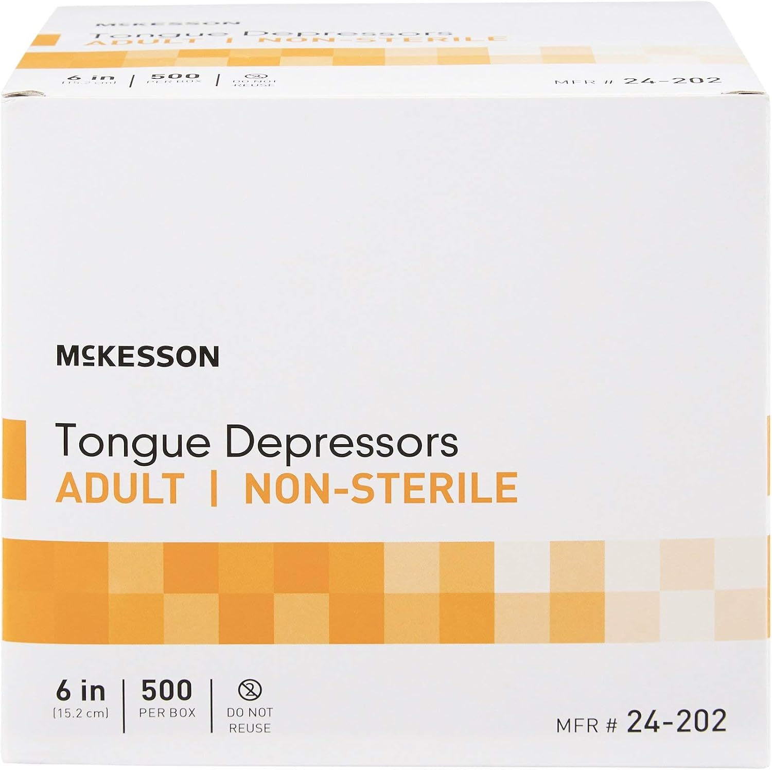 McKesson Tongue Depressor, Non-Sterile, Wooden, Adult, 6 in, 500 Count