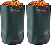 TREMENPOW 2 Pack 120L Heavy Duty Reusable Leaf Bags - 32 Gal Garden Waste Bags, 4 Handles, Foldable Yard Debris Storage