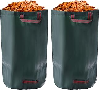 TREMENPOW 2 Pack 120L Heavy Duty Reusable Leaf Bags - 32 Gal Garden Waste Bags, 4 Handles, Foldable Yard Debris Storage