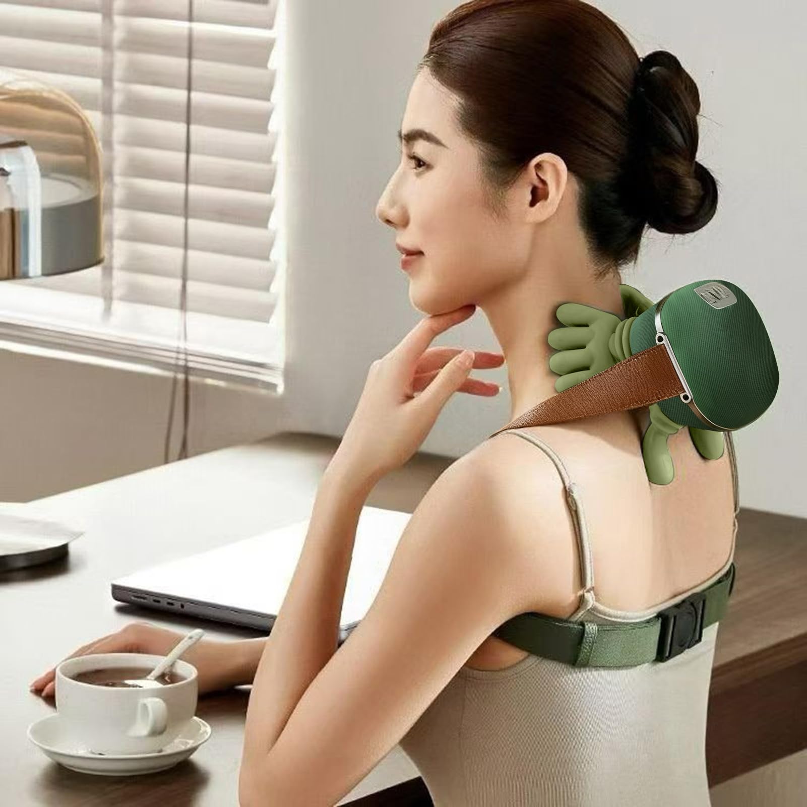 Masajeador De Cuello Inalámbrico 4D, Masajeador De Cuello Hombros Recargable Con Acupresión Calor, 3 Niveles De Masaje Y 2 Niveles De Temperatura, Para El Hogar, La Oficina Y Viajes