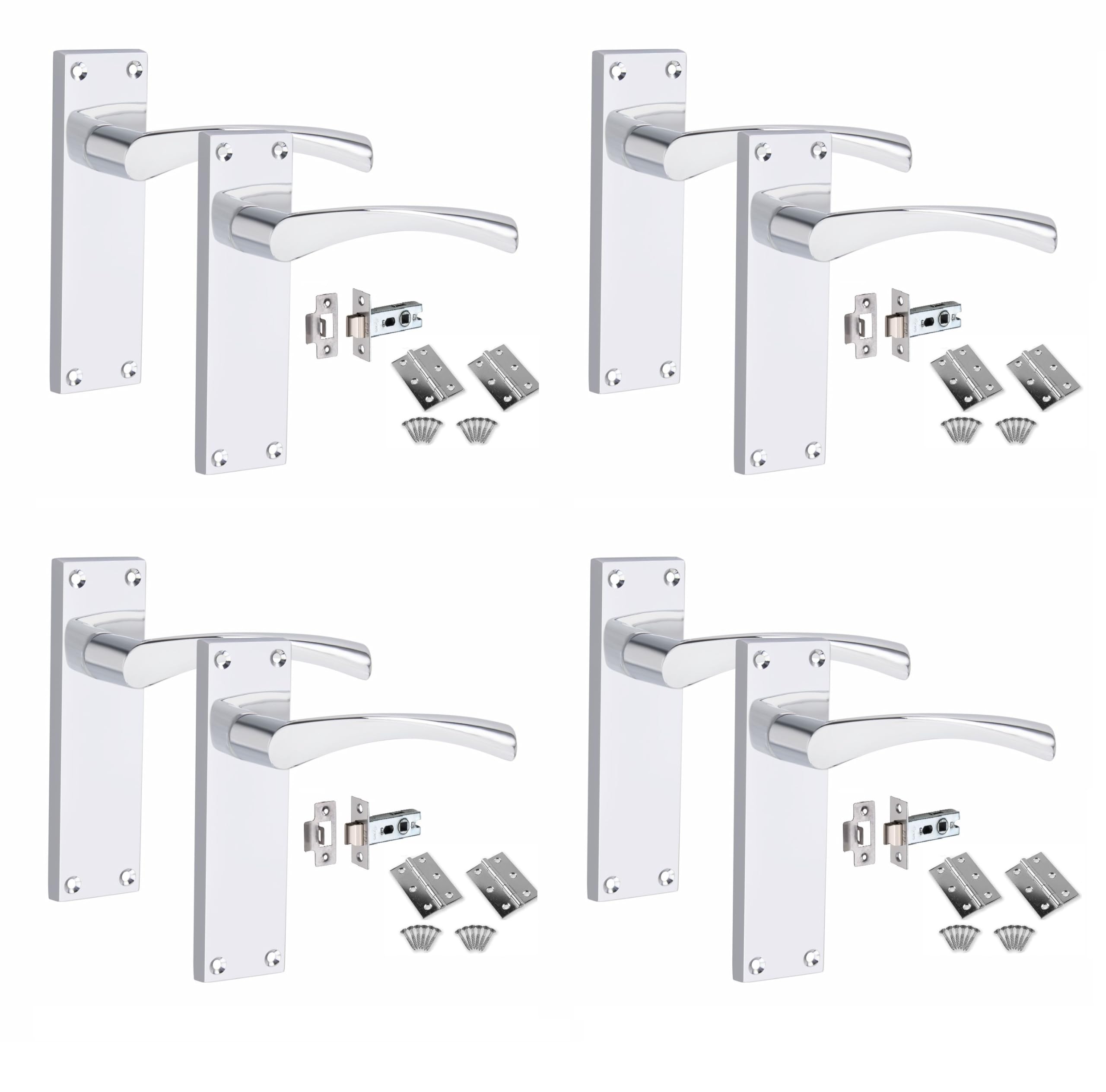 Golden Grace - Astrid Door Handle Set - Victorian Scroll - Polished Chrome - Pack of 4