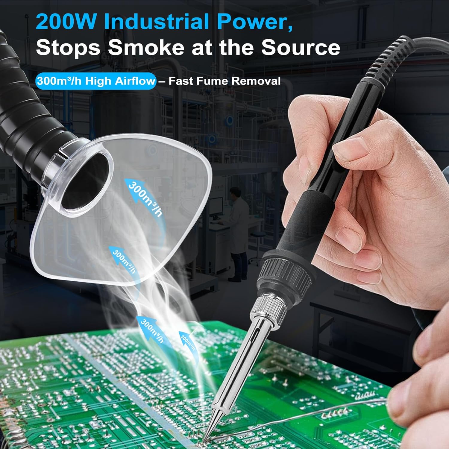 MN02 Fume Extractor, 200W 300m³/h / 177 CFM, 4-Layer Filter, LED Display, Remote Control, Filter Change Reminder, 2.5" Hose, Wheels, 5 Extra Filters for Laser Engraver, Soldering