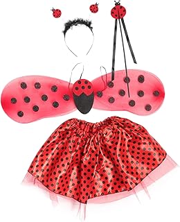 Tiaras 1 Conjunto De Vestidos Para Meninas Tiaras Saia Curta De Joaninha Para Meninas Saia Tutu Para Meninas Saia Tutu E Asa De Joaninha Roupas De Performance Maquiagem