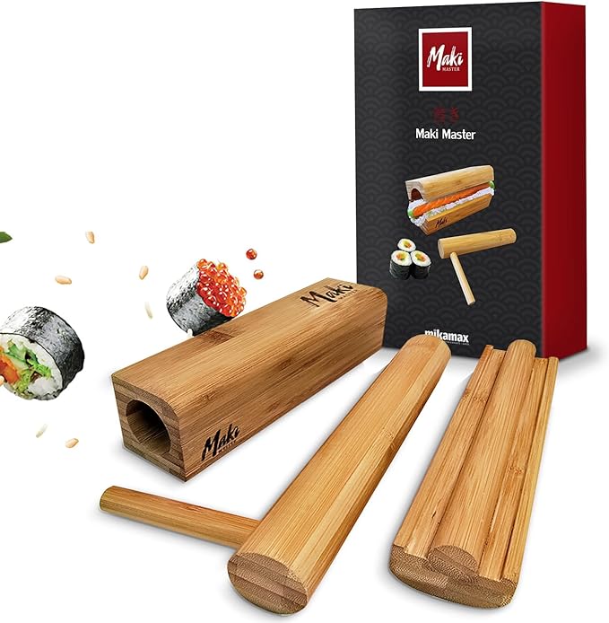 mikamax – Maki Master Set – Bambus Sushi Maker – Komplettes DIY Sushi Set mit Rollmatte und Zubehör – Japanisches Koch- und Geschenkset für Zuhause mikamax – Maki Master Set – Bambus Sushi Maker – Komplettes DIY Sushi Set mit Rollmatte und Zubehör – Japanisches Koch- und Geschenkset für Zuhause