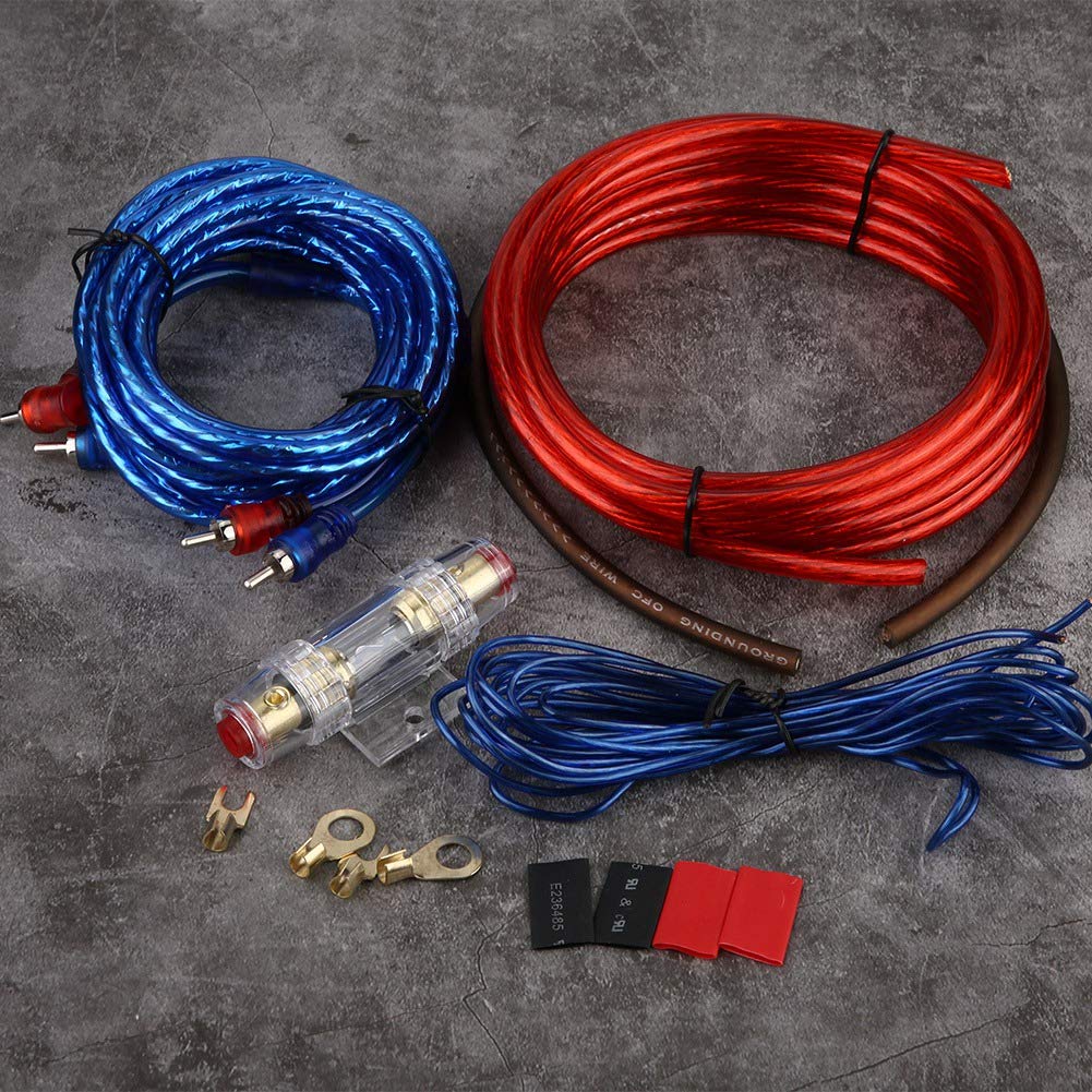 Car Subwoofer Amplifier Speaker Installation Wire Cable Kit mit Sicherung hochwertige Kabel für Verstärker und aktive Subwoofer verlustarme Übertragung oxidationsbeständige PVC Iso