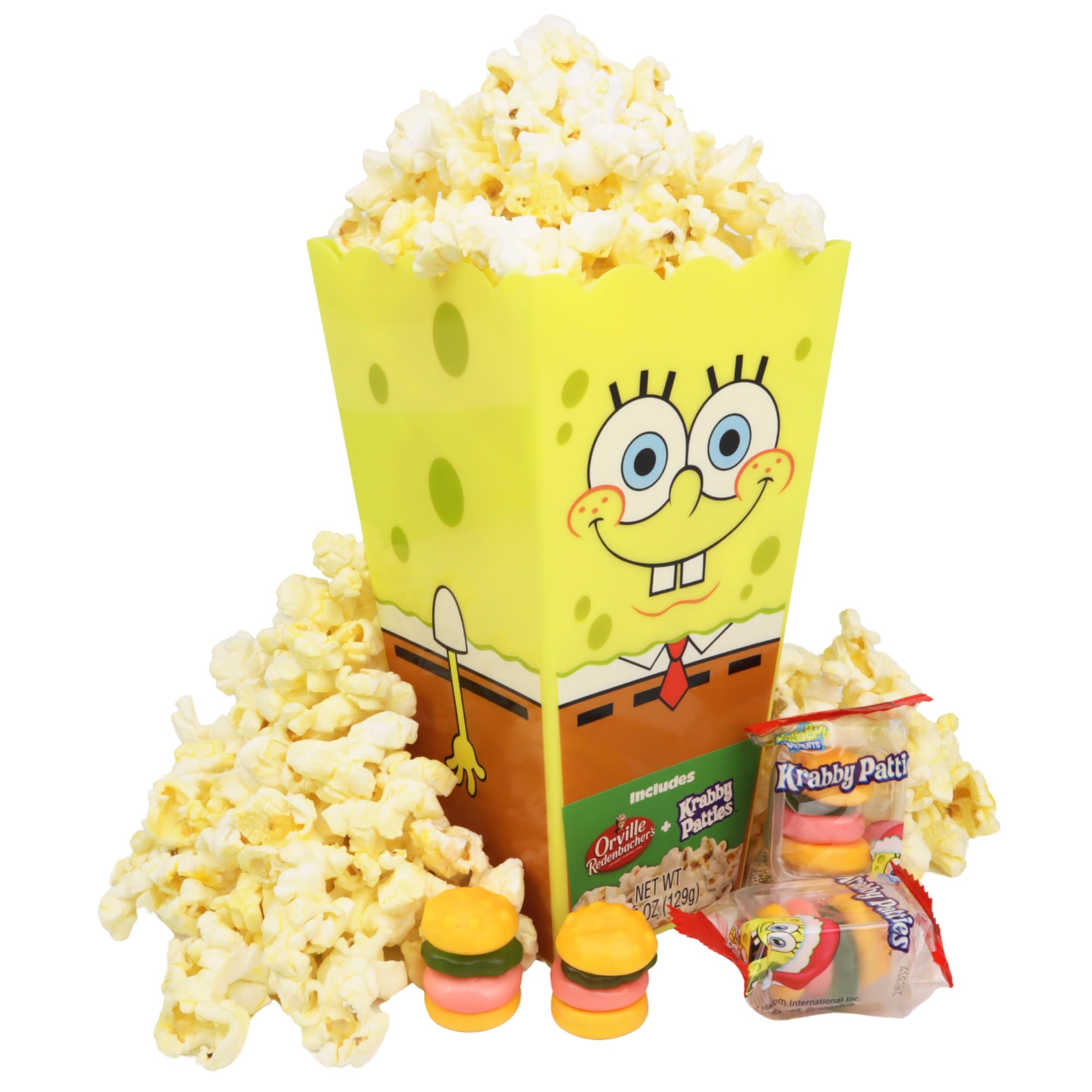 Frankford Spongebob Christmas Movie Night Gift Set, Includes Popcorn and Gummy Krabby Patties, Stocking Stuffer Snacks, 4.56 Ounces