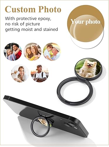 Miniatura 3 de Soporte de anillo para teléfono celular con imagen personalizada DIY Diseño de dibujos animados Tu propia mano portátil libre Negro Finger Grip