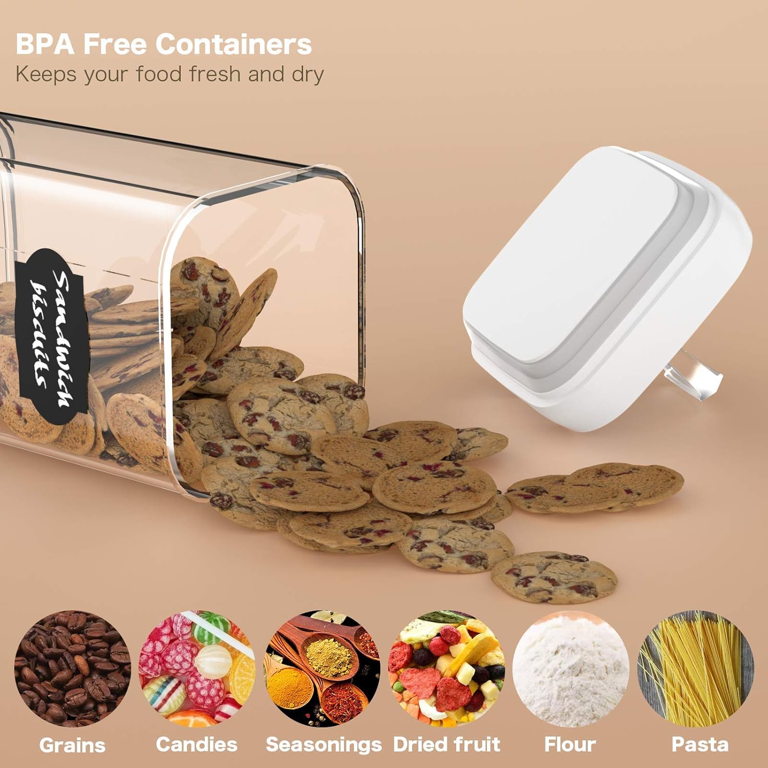 Cheapest 🛒 Airtight Food Storage Containers Set, BPA Free Plastic Cereal Containers Premium Kitchen Pantry Organization and Storage Container - Includes Spoon and a Small Food Storage Bag (12 Pieces)