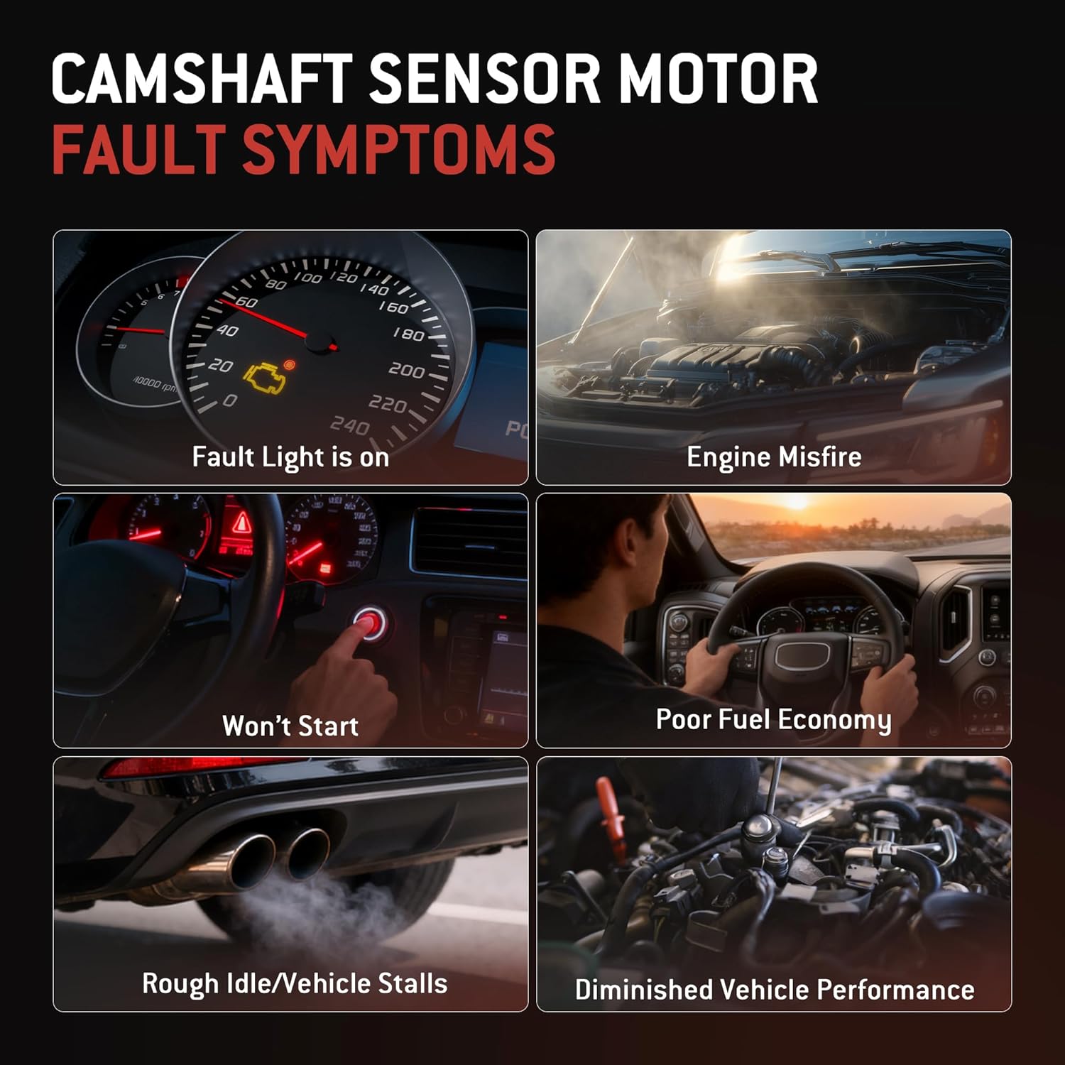 HYR Camshaft Crankshaft Position Sensor Fit for Buick Cadillac GMC Chevrolet & Suzuki Models - Enclave Lacrosse ATS CTS Acadia Terrain Camaro Colorado Equinox Impala Grand Vitara, 12615371, 5Pcs