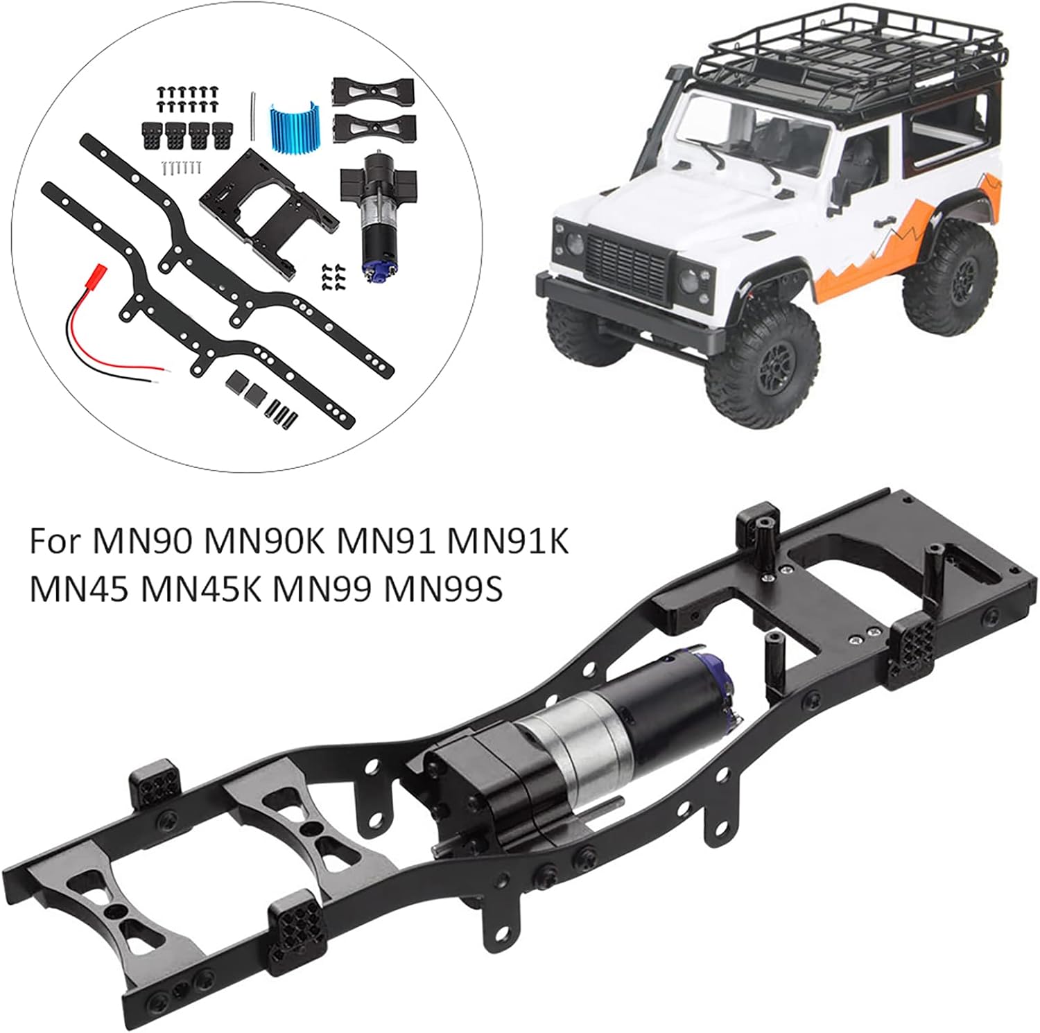 Metal Frame Girder with Motor Set Fit for MN90 MN90K MN91 MN91K MN45 MN45K MN99 MN99S, Black (Black) image 2