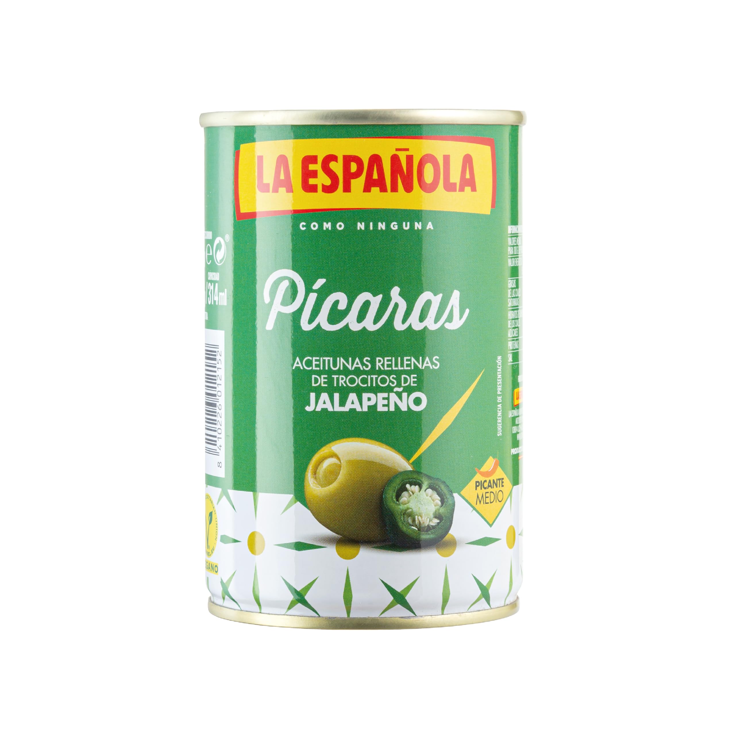 La Española Aceitunas Rellenas de Jalapeños Picante Medio Sin Gluten Pack 12