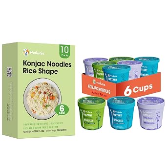 Hethstia Konjac Rice, 16 Packs Low Carb Konjac Noodles Cup Shirataki Rice, Keto, Vegan, Gluten-Free, Sugar-Free, Low Calorie, Low Carb, Ready-to-Eat, Healthy Food & Holiday Gifts