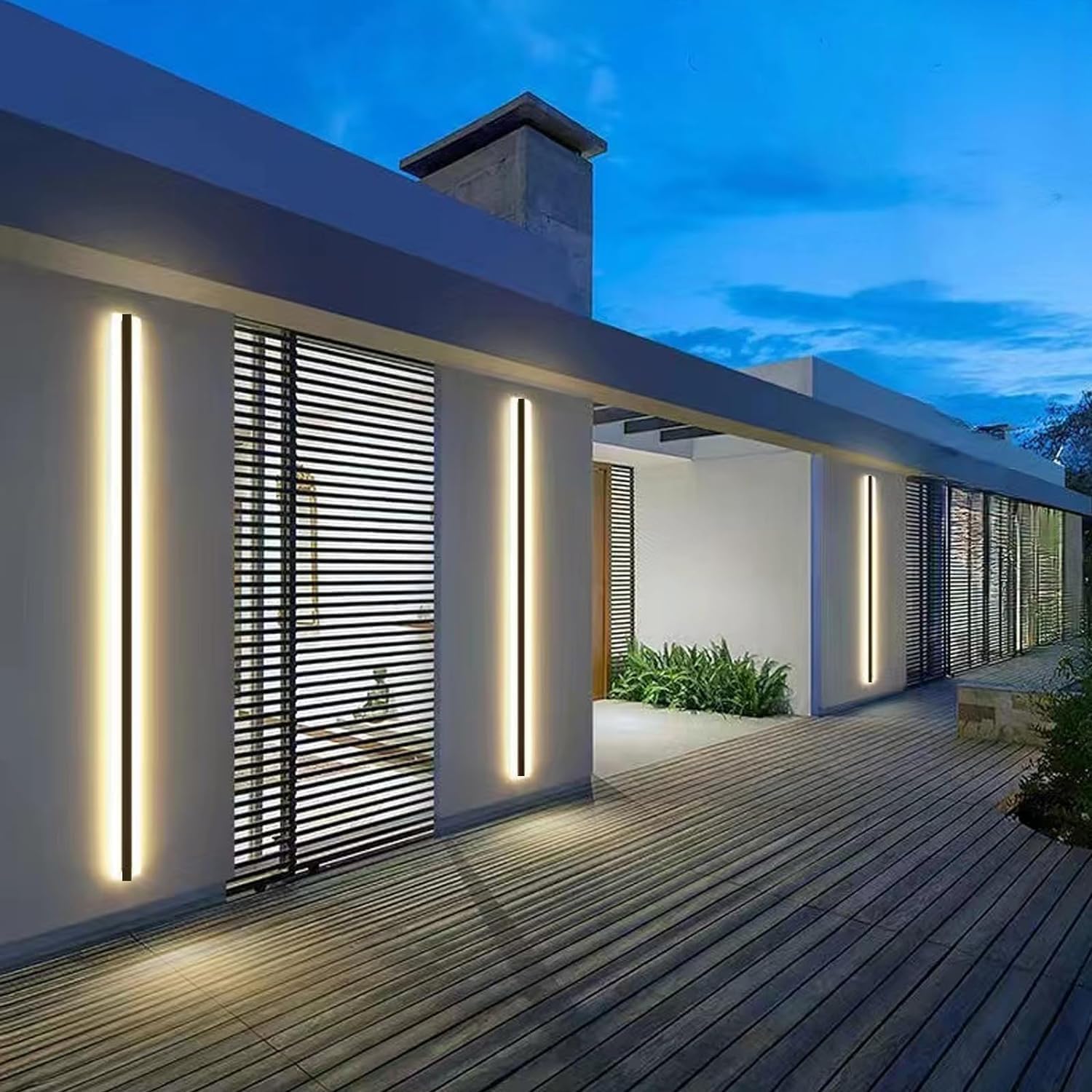 79" 36W LED Long Bar Outdoor Wall Light, IP65 Waterproof, Warm White, Modern Style, Rectangular Black, 79 x 1.8 x 2.2 inches