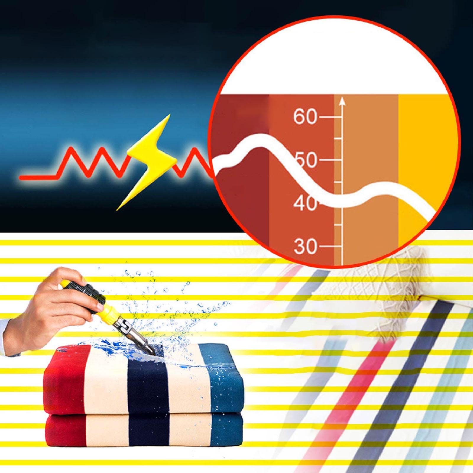 Beheizte Matratzenauflage mit Streifenmuster, Bettwärmer, elektrische Matratzenauflage, beheizte mit hoher Temperatur, automatische Abschaltung, elektrische, Einzelsteuerung, Bettwärmer