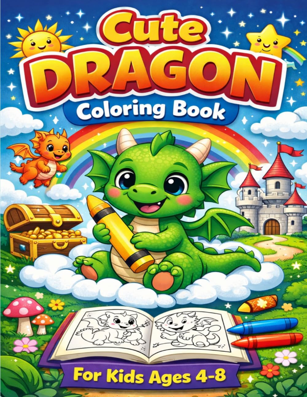 Cute Dragon Coloring Book for Kids Ages 4–8: Fun and Easy Fantasy Dragon Coloring Pages for Boys and Girls | Big Simple Designs | Magical Creatures Activity Book for Preschool and Early Learners