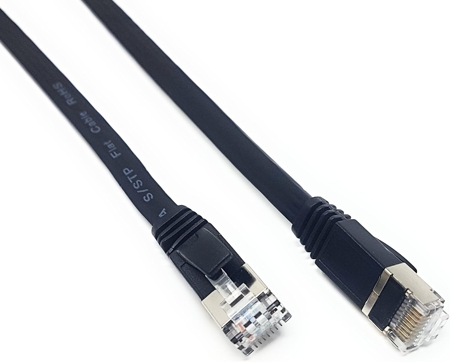 MainCore 1m Long Black FLAT CAT6a / S/STP/Ethernet LAN Patch Cable 500MHz / GIGABIT RJ45 / 32AWG / Compatible with CAT 5 / CAT 6 / CAT 7 - Image 3