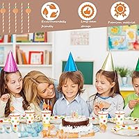 Vista 2 de 50 popotes de papel a rayas naranjas, popotes desechables de frutas naranjas para hojas de otoño, bodas, baby shower, suministros de fiesta