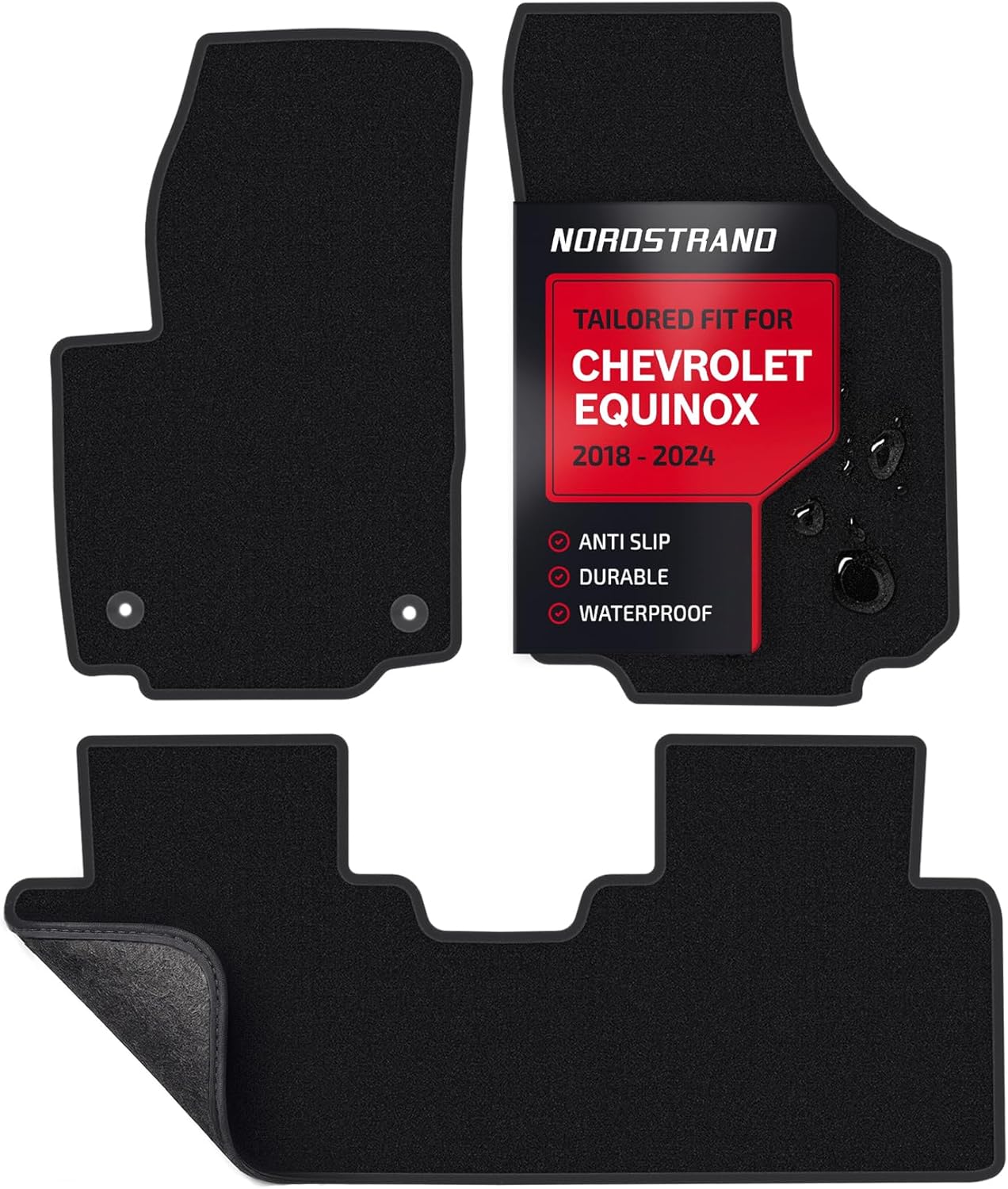 Floor Mats for Chevrolet Equinox - Custom Fit for 2018-2024 Model Years Chevy Equinox - Front & 2nd Row - Anti-Slip Backing - Heavy Duty Carpet Mat Liner
