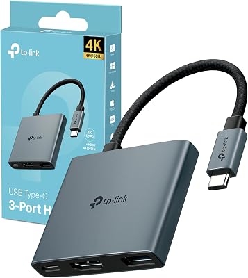 TP-Link UH3020C Hub USB-C 3 in 1, 1 HDMI 4K@60Hz, 1 USB-C PD Rapida a 100 W, 1 Porta USB-A 3.0 SuperSpeed a 5 Gbps, Supporta Mac OS, Windows 11/10/8.1/8/7, Linux OS, iPadOS, iOS, Android e Chrome OS