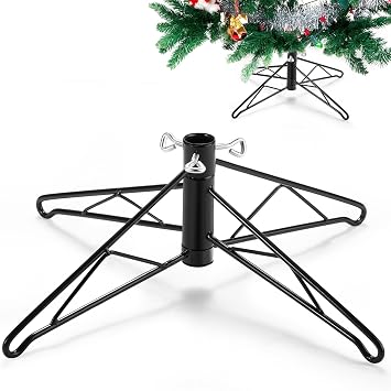 Barydat Christmas Tree Stands Metal Folding Artificial Christmas Tree Legs Replacement Holder Base for Xmas Winter Holiday New Year Decorations dark Green, 18 Inch
