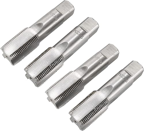 uxcell Grifo de mano métrico M22 rosca 1.5 paso 4 flautas rectas H2 herramienta de aleación de acero inferior y tornillo cónico juego de roscas para