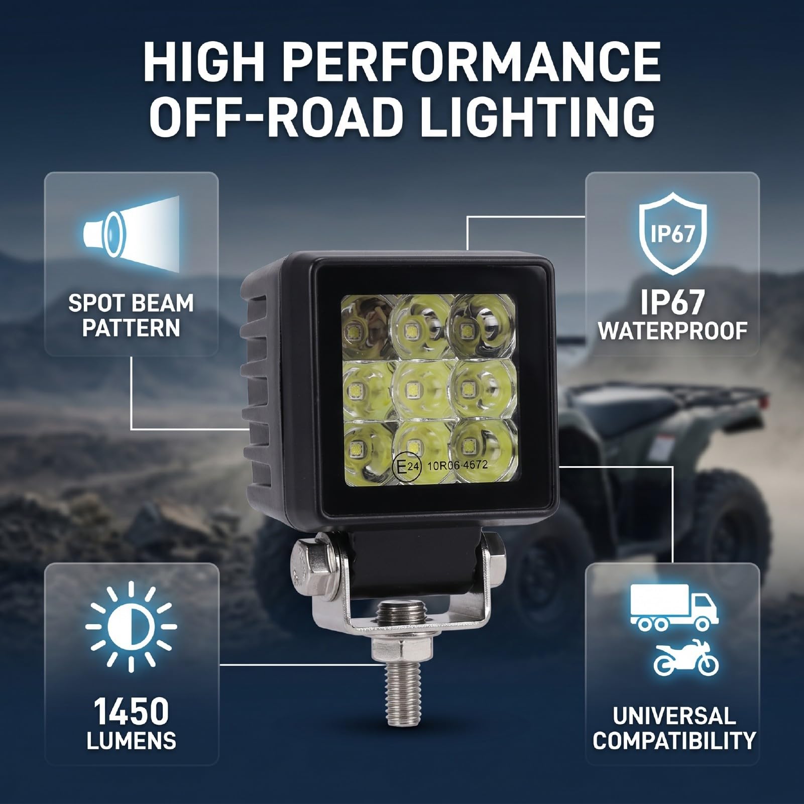 Yosoo Health Gear 2 Pulgadas LED Spot Pods, 20W 1450LM IP67 Carcasa de