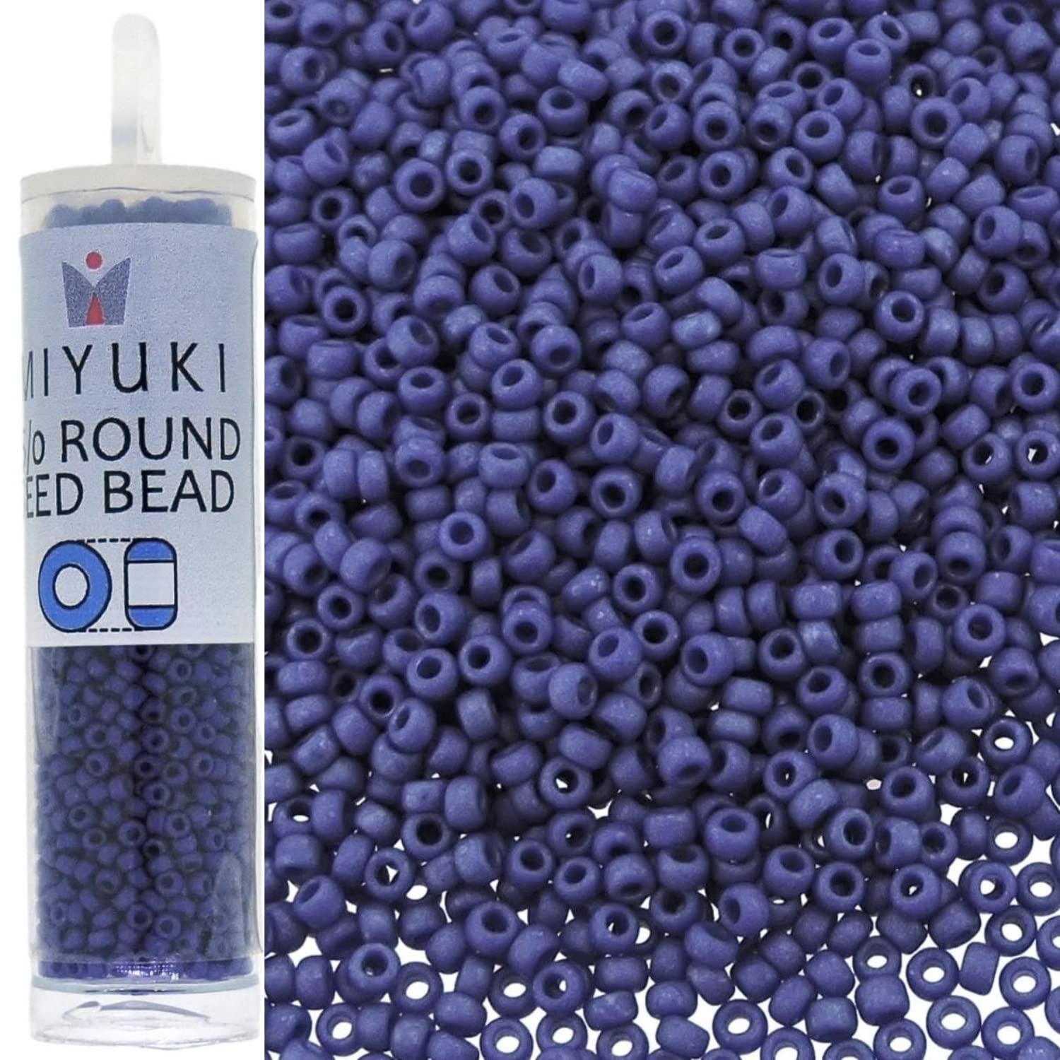 Miyuki Size 15 Seed Beads Matte Metallic Cobalt Blue 8.2g 92075