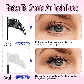 BEPHOLAN Lash Bond and Seal, DIY Eyelash Extension Bond & Seal, Lash Glue Mascara Infused with Biotin & Vitamin E-Super Strong Hold & Latex Free, Suitable for Sensitive Eyes, 0.30 oz