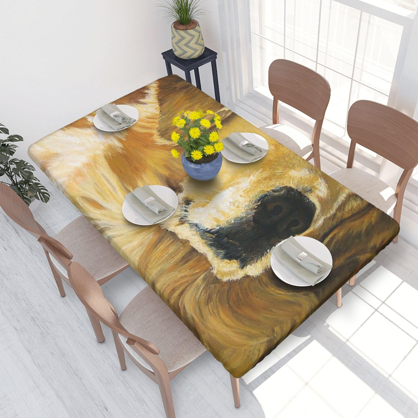 BNVSADC golden retriever Printed 4FT Tablecloth 122x76 CM Polyester Kitchen Water Resistant Table Cloth Dining Table Decoration Table Covers