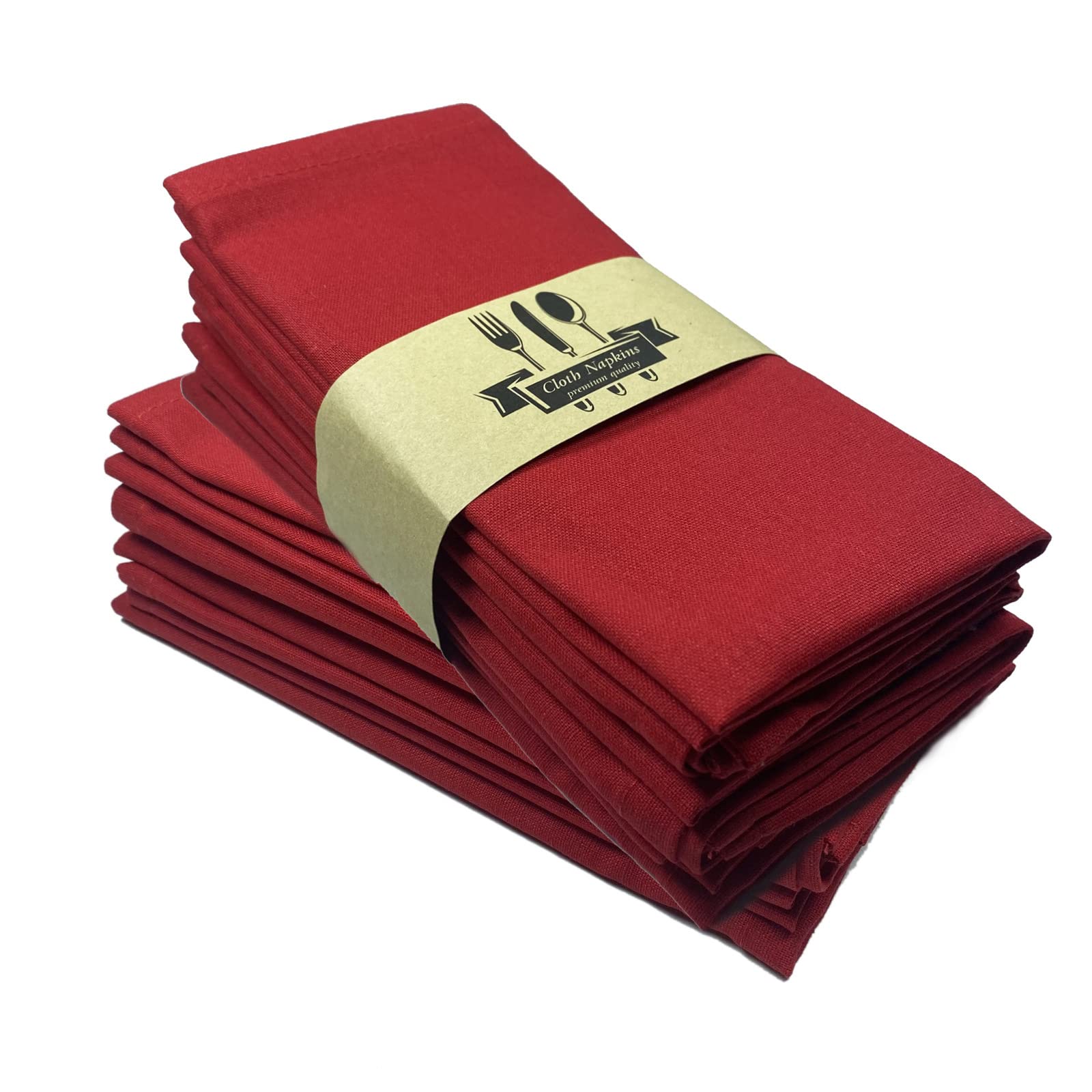 Stoffservietten Leinenservietten,4/6 / 8er Set 100% Baumwolle und Leinen Servietten Stoff, Stoffservietten Leinen 40 x 40 cm Kitchen Stoffservietten Dekoration (Rot,8er Set)