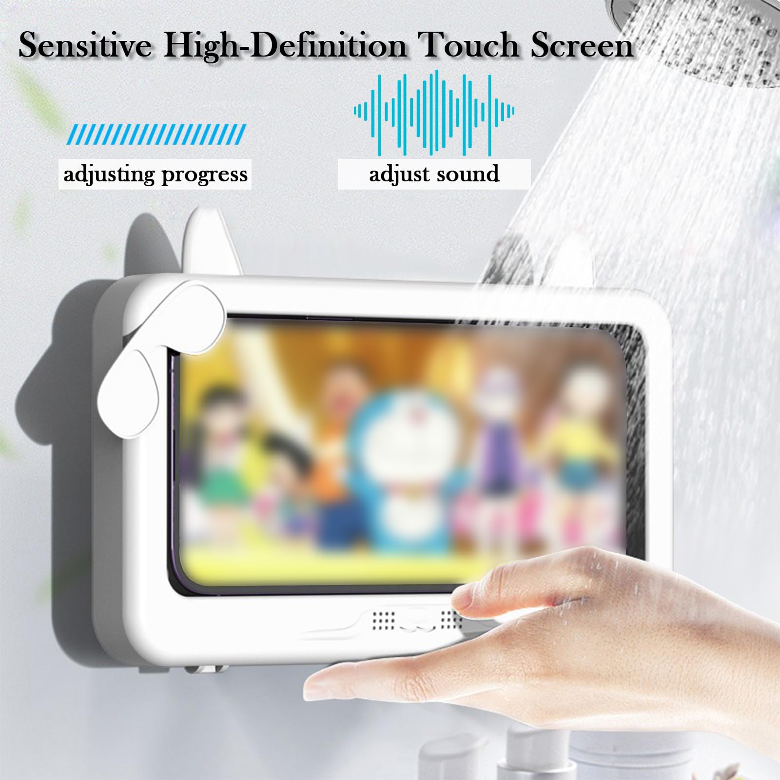 Soporte para teléfono de ducha, impermeable, antivaho, pantalla táctil, soporte de pared de rotación de 480 grados, para baño, baño, cocina, espejo de pared, compatible con teléfonos de 4.7 a