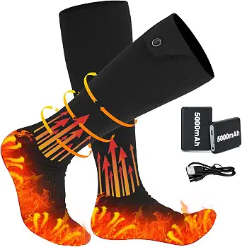 Heated Socks for Men and Women, Rechargeable Battery Powered Thermal Socks with 4 Heating Levels