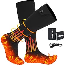 Heated Socks for Men Women Warm Thermal 5V 5000mAh Unisex Electric Rechargeable Battery Powered Heat Socks with 4 Heating Levels Winter Outdoor Camping Motorcycle Skiing Foot Warmer