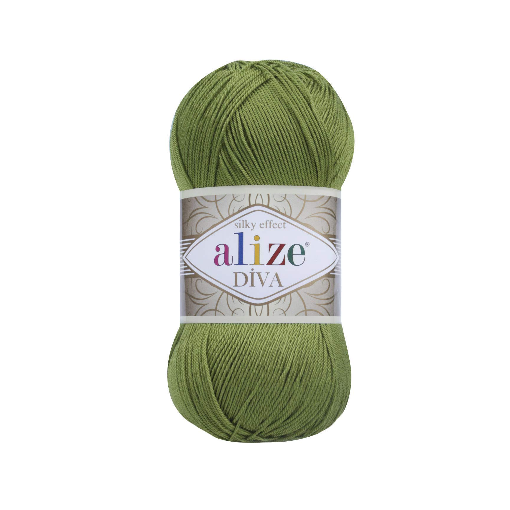 Alize Diva Silky Effect Hand Knitting Yarn Microfiber Acrylic Yarn Thread Crochet Art Lace Craft Lot of 5 skeins 500gr 1915 yds Hand Knitting Yarn (210- Green)