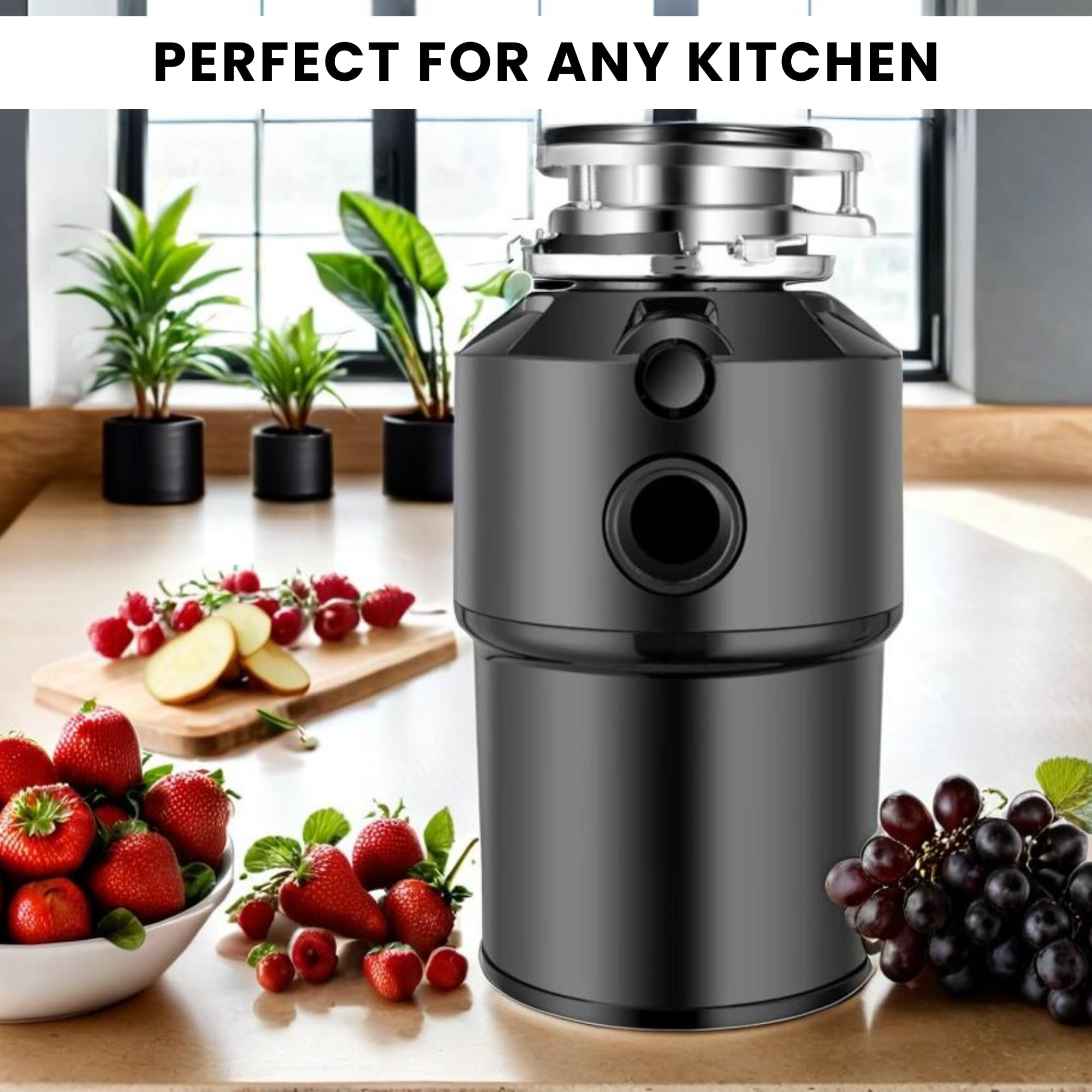 Smaltimento Rifiuti, Tritarifiuti Alimentare, Tritarifiuti per Lavello Cucina, Acciaio Inossidabile, 7.5 HP 2800 giri/min, Tritarifiuti Magnetico, Silenzioso con Interruttore, Tritarifiuti Alimentari.