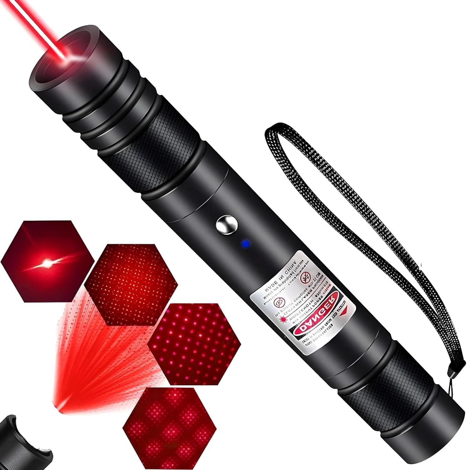Boosty Metal High Powered Military Burning Red Laser Pointer 100Nm Power 532Nm-650Nm Wave Length,Working Time Over 8000 Hours Rechargeable Laser Pointer Party Disco LED Light 5 Mile+Battery