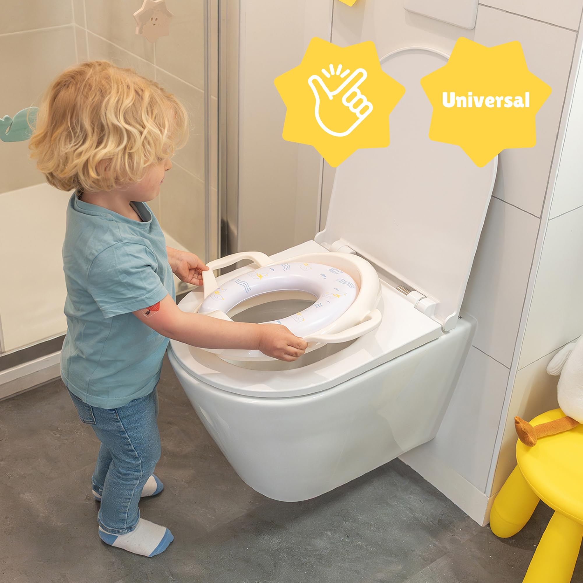 Badabulle Toilet Seat Reducer with Handles - for Potty Training Comfortable - Seagull - Image 3