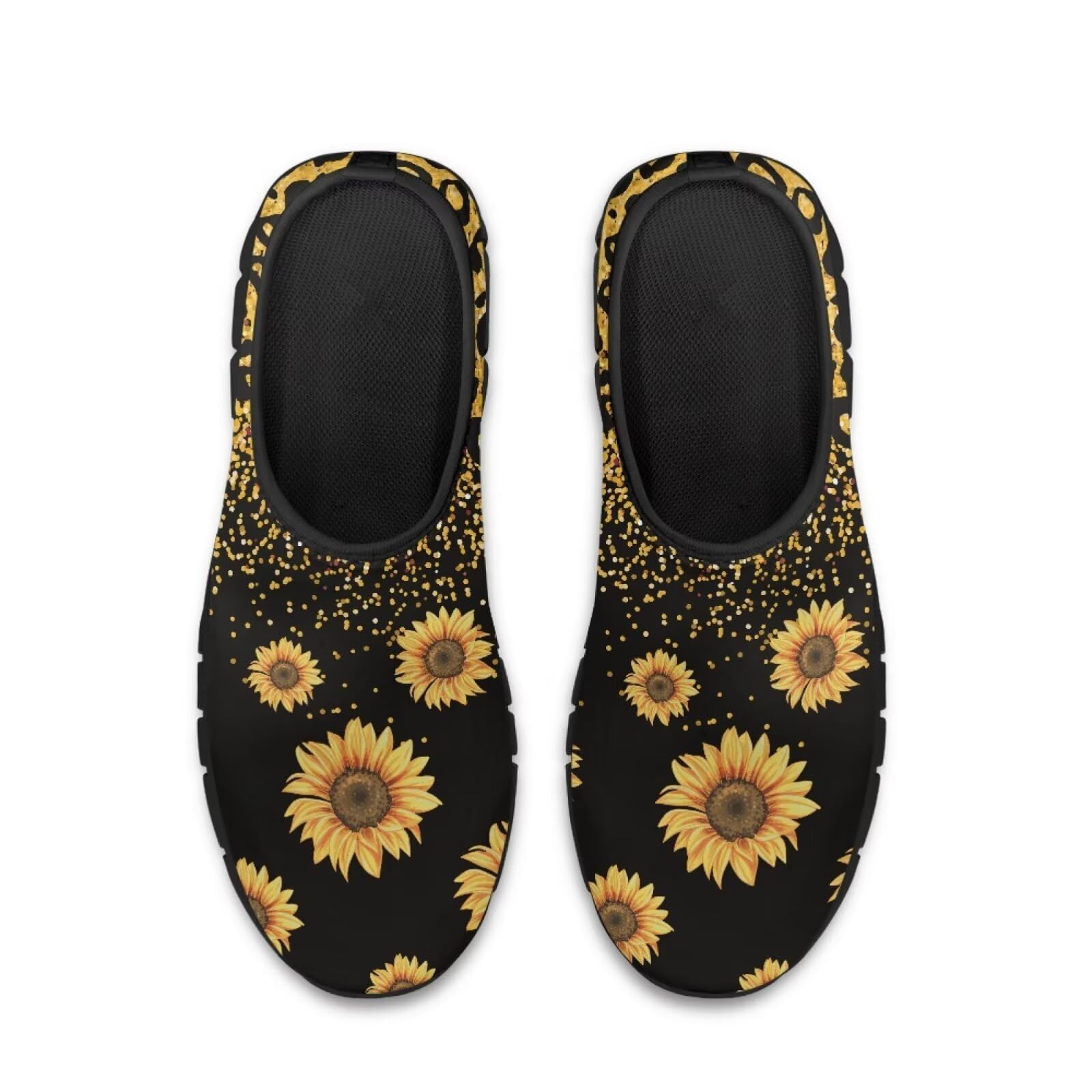 xixirimido Flower Print Walking Sneakers for Women Slip On Low Top Casual Shoes Breathable Flat Work Tennis Footwear