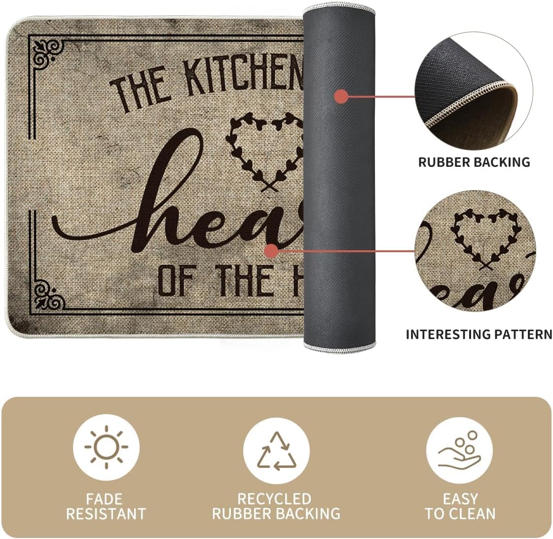Artoid Mode Kitchen Quotes Kitchen Mats Set of 3, Seasonal The Kitchen is The Heart of The Home Cooking Sets Holiday Party Low-Profile Floor Mat - 17"x29"+17"x36"+17"x47"