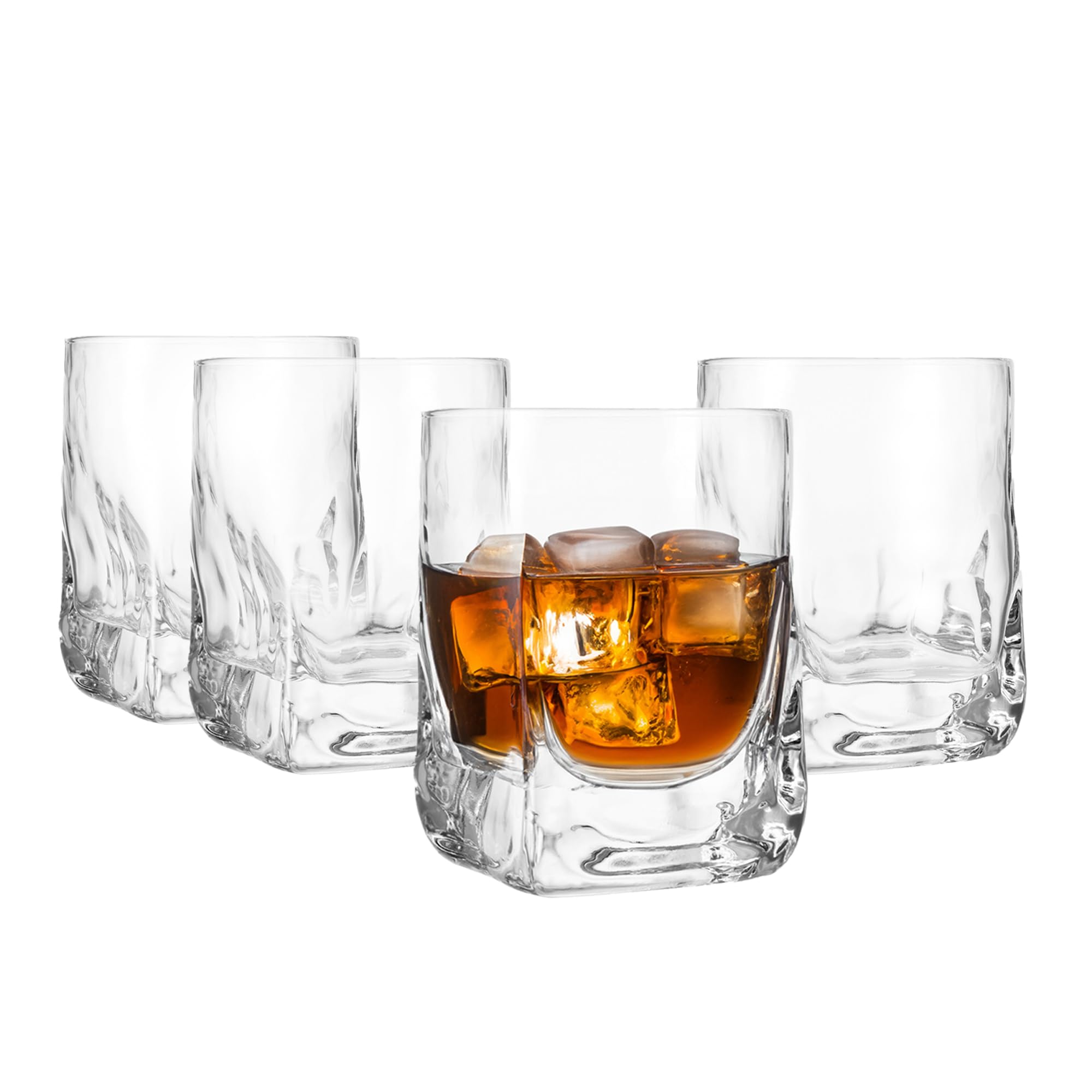 Chabrias Ltd 4 Pack Premium Luxury Ice Cube Drinking Spirits Glass Tumbler Heavy Base 330ml, Whisky, Rum, Gin, Spirits, Cocktails, Bourbon, Rocks, Liquor, Parties, Old Fashioned, Vintage