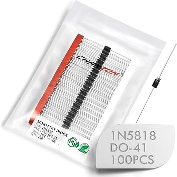 Chanzon 100pcs 1N5818 Schottky Barrier Rectifier Diodes 1A 30V DO-41