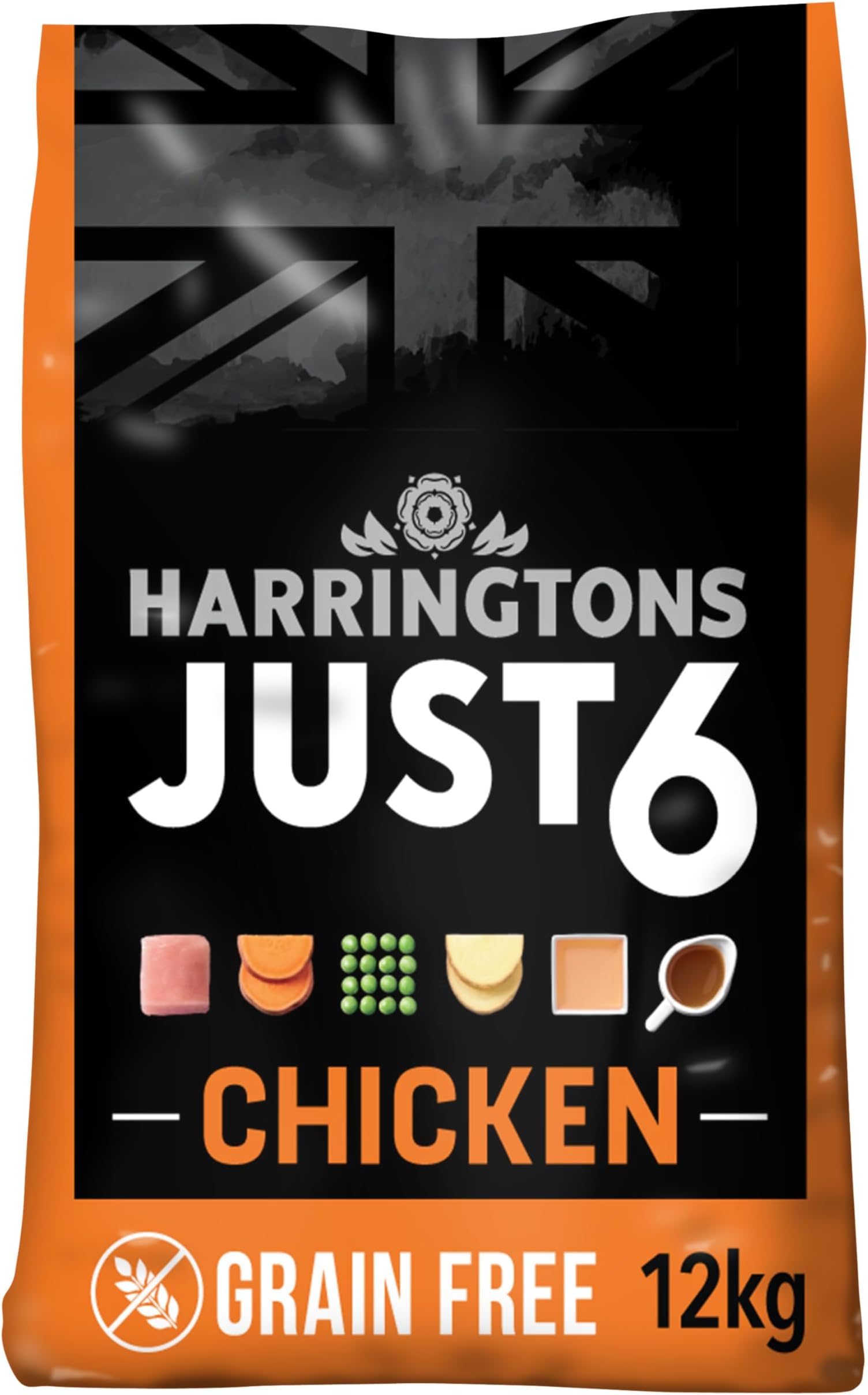 Just 6 Complete Grain Free Dry Adult Dog Food Chicken 12kg - With Added Fresh Baked Bites