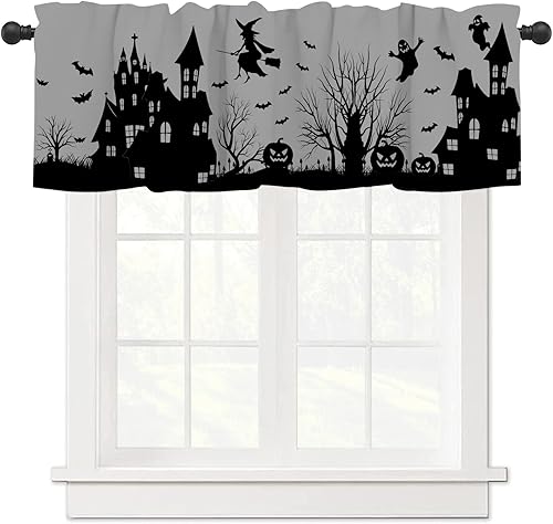 ARESD Cortinas de cenefa de Halloween para cocina o baño, cenefas de bruja de casa encantada de castillo, cenefas de decoración de Halloween con disponible en Yaxa Costa Rica